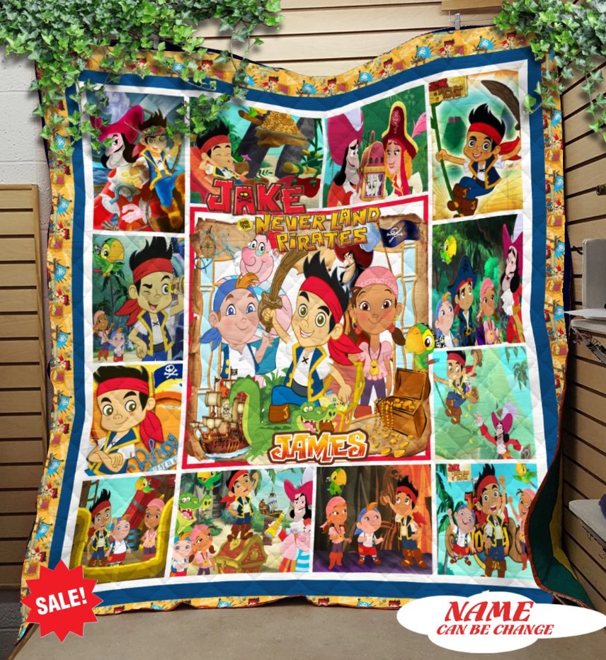 Personalized Jack Neverland Pirates Quilt Blanket Jake And The Neverland Pirates Birthday Party Custom Kids Blanket